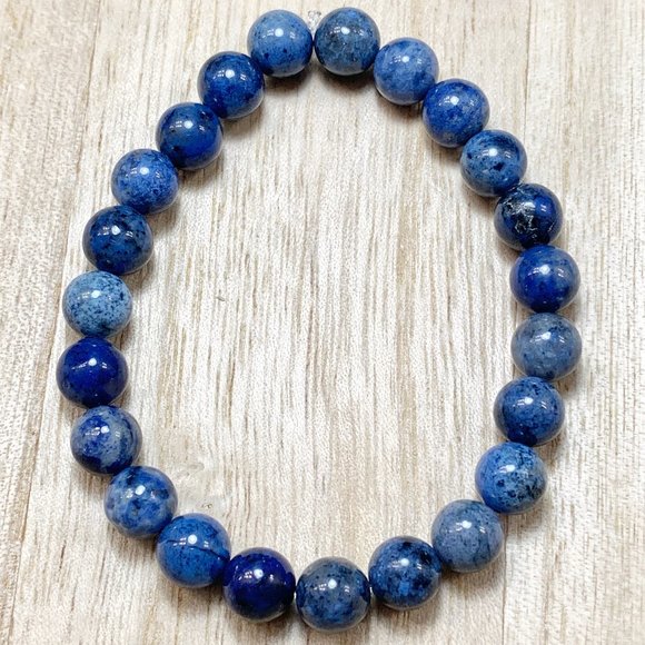 Handmade Jewelry - 8mm Blue Dumortierite Chakra Stretch Bracelet